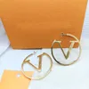 bijoux de mode trèfle boucles d'oreilles Marque Designer V Lettres Stud Hoop 18K Plaqué Or 925 Argent Cristal Strass Perle Boucle D'oreille Cercle Femmes De Noce Jewerlry