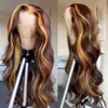 30 Inch Highlight Wig Human Hair Body Wave Ombre Lace Wig Human Hair Lace Front Wig Brazilian Brown Honey Blonde Colored Wigs