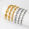 Link Bracelets 8-13MM Stainless Steel Coffee Bean Chains Men Chain Handmade Jewelry Gold Color Gifts