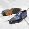 Oxfords da uomo in pelle verniciata di mucca, scarpe formali con punta alari, scarpe classiche da uomo fatte a mano con lacci, da ufficio, per feste di nozze