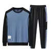 Erkek Trailtsuits Erkekler 2 Parça Ter Takımları Uzun Kollu Patchwork Sweatshirt Sweatpants Sets Öğrenci Kocası Spor Giyim 230804