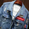 Herren Jacken Männlich Jeans Mantel Männer Marke Denim Jacke Hip Hop Streetwear Punk Motorrad Ripped Print Cowboy Outwear Hohe Qualität lässig Loch 230804