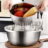 Schalen Edelstahl rundes Becken Gemüse Obst Obsttopf Haushaltsanwechslung Salat Mischschale Tischgeschirr Küche tragbare Utensilien