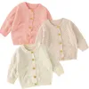 Jackets Baby Boys Girls Knitted Cardigan Thin Coat Korean Female Baby Princess Hollow Knitted Sweater Sunscreen Air Autumn Spring Coat R230805