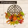 Couronne à suspendre pour porte de récolte d'automne en pin avec panier à tabac classique, avec citrouilles et cônes 22 00 multicolore