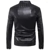 Herrenjacken Übergröße Männer PU-Lederjacke Stehkragen Motorrad Biker Lässiger Herbst-Outwear-Mantel Schwarzer Reißverschluss