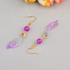 Boucles d'oreilles pendantes 1 paire bijoux rétro pendentif violet/rose perle longue oreille crochets Hanfu Cheongsam accessoires bijoux femmes fille cadeau