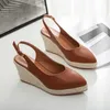 Sandals BEYARNE Princess Kate's Same Leather Wedge Single Shoes Women's Shallow Mouth Espadrilles Spring and Autumn New Sandals HighHeel J230806