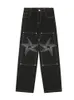 Men's Jeans Latest Design Star Embroidery Straight Loose Fit Boyfriend Pants Y2K Fashion Mid Rise Baggy