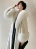 Kadın Kürk Beyaz Mink Ceket Kadınlar Uzun Işık Lüks Mizaç Kalın Sıcaklık Sahte Ceketler 2023 Kış Kore Şık Giysileri
