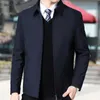 Men's Jackets Fashion Business Jacket Casual Coats Turn Down Collar Zipper Simple Middle-Aged Elderly Men Dad Clothes Office Outerwear