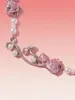 Chains Elegant Big Pink Imitation Pearl Bead Necklace For Women Crystal Heart Shell Pendant Sweet Wedding Party Jewelry Collier Femme