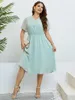 Plus Size Dresses Women Clothing Solid Casual Maxi For 2023 Summer Sexy Short Sleeve Loose Dress Beach Large