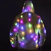 رجال الرجال رجال رجالي سترة ملونة متوهج LED LED Luminous Clothing 2023 Sweatshirts Hip Hop Hoodie Ship بدون بطارية