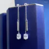 Dangle Earrings 2023 European and American Style S925 Silver 6 8 Oval White Diamond Tassel Feeling Women's Fashion