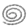 Chains HX Silver Color 6mm Om Mani Padme Hum Necklace Men's Thick Vintage Fashion Jewelry Accessories