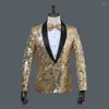 Costumes Homme Rose Hommes Blazers Fantaisie Paillettes Costume Polyester Un Bouton Jaune Normal Pleine Rue Mariage Pour