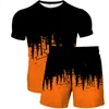 Fatos de treino masculinos Shorts de manga curta impressos em 3D de duas peças Abstrato Pintado T-shirt Terno masculino e feminino Tendência casual 230804