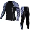 Racing Jackets Winter Thermal Underwear Set Men's Sportswear Running Training Warm Base Layer Compression Tights Jogging Suit Gym 2023