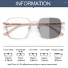 Solglasögon pochromiska anti-blå ljusglasögon ultralätt blå stråle blockerande fyrkantiga glasögon metall ögonskydd polariserat glasögon