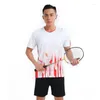 Survêtements pour hommes Combinaison de badminton Vêtements de sport à manches courtes Printemps Été Automne T-shirt court Compétition Vêtements de tennis de table à séchage rapide