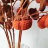 Decorative Flowers Finished Handmade Knitted Flower Needle Crochet Wool Persimmon Plant Artificial Fake Bouquet Birthday Gift Home Ornament