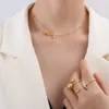 Chaînes Rose Fleur Pendentif Collier Clavicule Chaîne Clip Perle Simple Mode Tempérament Titane Acier Pour Les Femmes