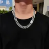 Hip Hop 15 MM Double Rangée Glacé Plein Diamant Cubain Collier Bling Hip Hop Bijoux Collier Pour Hommes