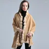 Scarves Winter Warm Wrap Real Fur High-end Atmosphere Collar Cashmere Coat Wool Scarf Vintage Pashmina Poncho