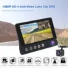 DVR per auto Dashcam Camera Registratore di guida 4 pollici 3 lenti IPS Touch screen sensibile Car DVR Supporto Motion Detection Monitoraggio parcheggio x0804 x0804