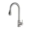 Svart borstat kökskran Dra ut Spout Kitchen Sink Mixer Tap Stream Sprayer Head 360 Rotation Kitchen Faucet Torneira