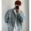 Heren Jassen Koreaanse High Street Stand Kraag Bomber Denim Jas Mannen Harajuku Multipockets Kwastje Jas Lente Herfst Casual Unisex 230804