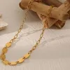 Hänghalsband 18k Real Gold Plated Waterproof Anti-B-blekande rostfritt stål ovala damer nisch design halsband smycken tillbehör