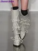Boots Bowknot Swwet الركبة عالية الأحذية مكتنزة نساء بيضاء وردية اللون