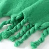 Scarves 2023 Fashion Green Mohair Women Winter Scarf Thicked Warm Shawls Wrap Long Tassel Blanket Hijab Stole Bufanda Mujer