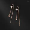 Hoop kolczyki S925 Sterling Silver Full Diamond Star Tassel Ear Nić Korean Small Fresh Jewelry For For Kobiet