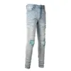 Designer Clothing Amires Jeans Denim Pants Trend Amies High Street Fashion Distressed Light Blue Jeans Fashion Mens Womens Slim Fit50