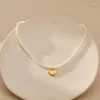 Hänge halsband eleganta 18k guldpläterade hjärtskal päron halsband klassiska smycken för mode lady bröllopstillbehör gåva