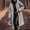 Frauen Westen Winter 2023 Mode Damen Langarm Tasche Zipper Mantel Warme Mid-länge Lose Einfarbig Casual Jacke