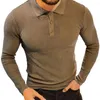 Pulls pour hommes tricoté revers hauts automne hiver boutons en tricot couleur unie à manches longues texture gaufrée ourlet côtelé pour élégant