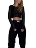 Dames T-shirts Dames S Glinsterende pailletten verfraaide crop top met lange mouwen - Glamoureuze metallic blouse voor avondfeesten Clubbing