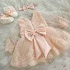 Abiti da ragazza Ma Baby 6M6Y Principessa Toddler Kid Baby Girl Dress Manica lunga Pizzo Bow Tutu Abiti per ragazze Festa Matrimonio Compleanno Costumi x0806