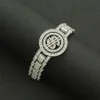 Hip hop rappeur Hommes Diamant chaîne cubaine rotatif US dollar bracelet de montre Bambou bracelet strass brillant main bijoux Discothèque spectacle gros bijoux 1668