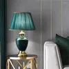 Table Lamps SAROK Modern Lamp Green Ceramic Luxury Bedside Desk Light Copper LED Home For Foyer Office Bed Room