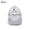 Mochila 2023 nova moda feminina transparente mochila de malha para meninos e meninas leve mochila de viagem preta bolsa de estudante J230806