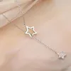 Choker 2023 Exquisite Silver Plated Gold Pentagram Necklace Shiny Zircon Star Pendant Clavicle Chain For Women's Fashion Jewelry