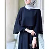 Middle Eastern Muslim Womens Chiffon Dress Elegant Cape Large Robe Muslimabaya