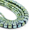 Beads 2/3/4/6MM Green Square Cube Hematite Natural Stone Spacers Charm Loose For Jewelry Making Diy Bracelet Pendant Accessories