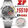 ZF aps15510 50th Anniversary A4302 Automatic Mens Watch 41MM Ultra-thin 10.5mm Gray Textured Dial Stick Markers Stainless Bracelet Super Edition eternity Watches