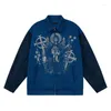 Herrenjacken Streetwear Harajuku Y2K Hip Hop Jacke Charakter Grafik Patchwork Farbe Wildledermantel Vintage Übergroß